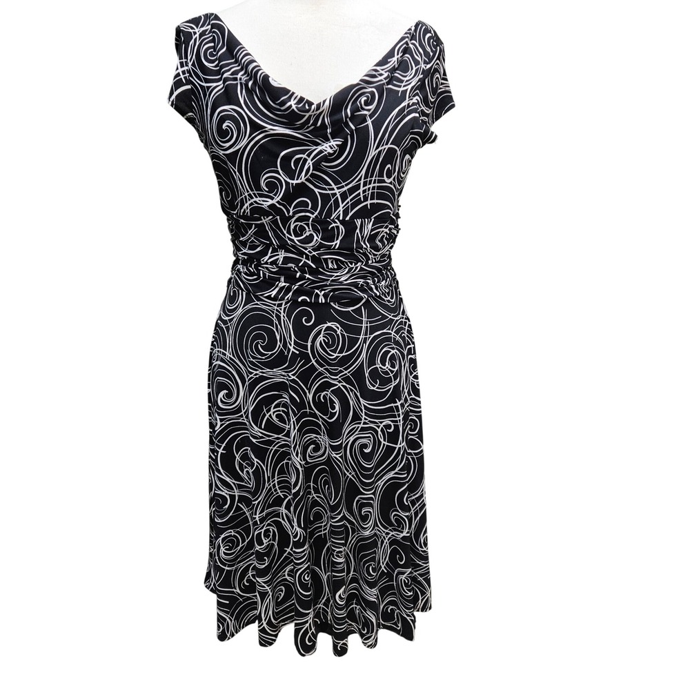 Maggy London‎ Short Cap Sleeve Dress Women's Size 10 Black White